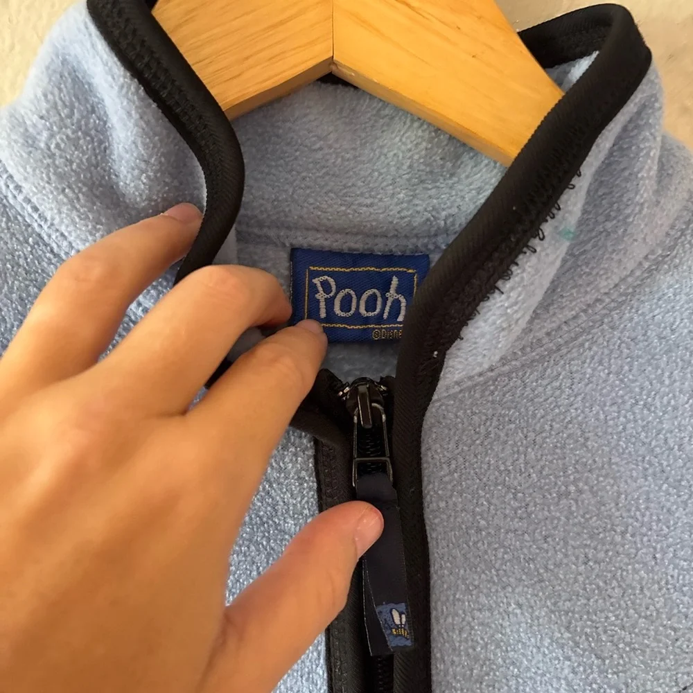 Vintage Winne the Pooh Blue and‎ Gray Quarter-Zip Fleece with Embroidered